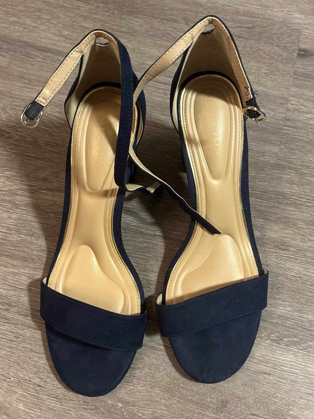 Kelly & Katie Navy Ankle-Strap Open-Toe Heels